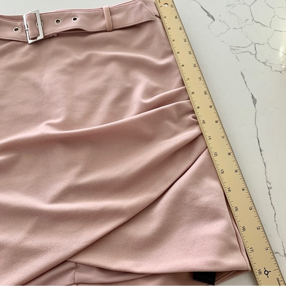 🩷 Bebe Blush Pink Belted Tulip Hem Wrap Skirt - Picture 7 of 11